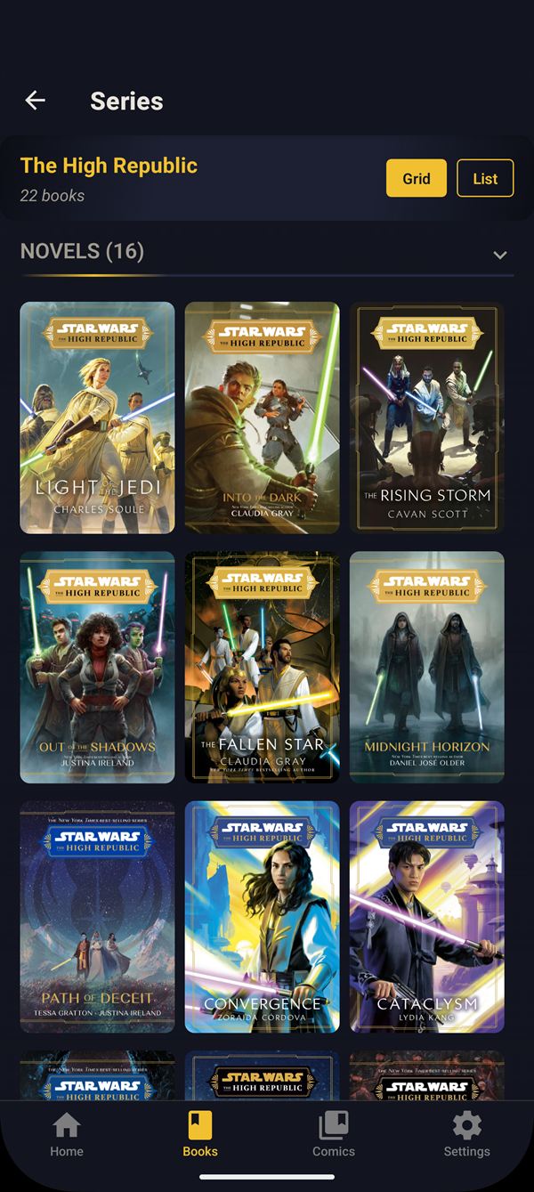 Series browser with High Republic cover grid