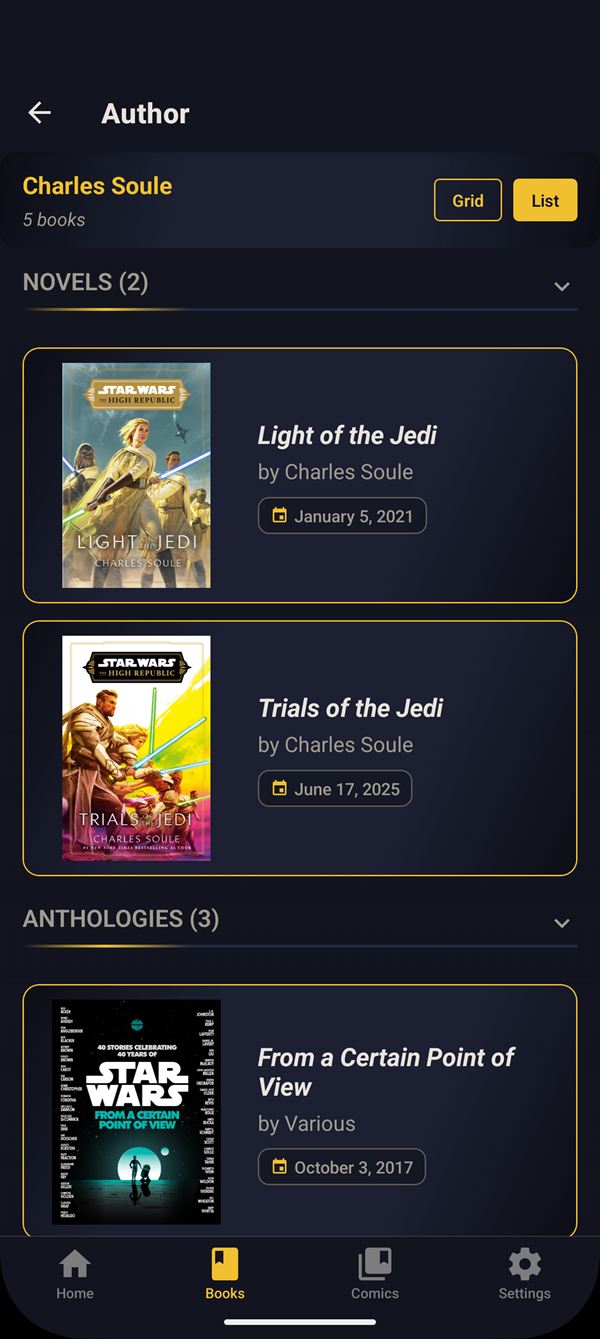 Author gallery showing all works by an author